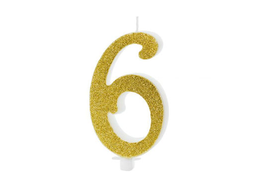 Picture of BIRTHDAY CANDLE GOLD TWIRL NUMBER 6